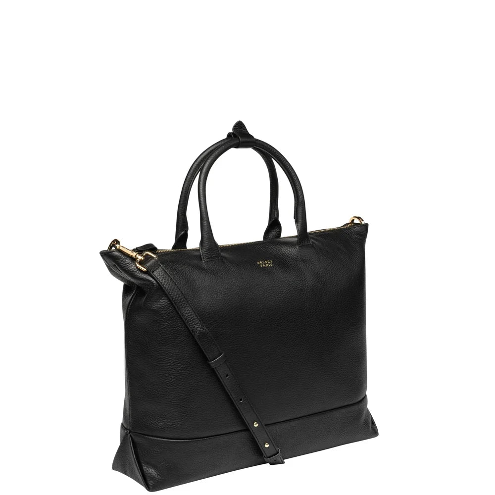 LE CUIR GRAINE Tote Bag 34 CM BLACK Promotional Price